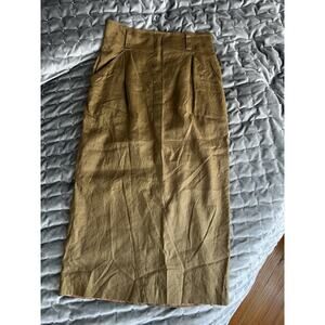 VTG Linda Allard Ellen Tracy Green 100% Linen High Waisted Pencil Skirt Size 12